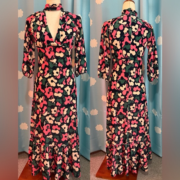 Anthropologie Floral Maxi Dress - Pink, Green, Black - Picture 2 of 8